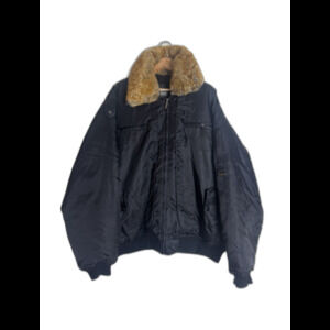 Sean John Jacket Mens 2XL Black Faux Fur Collar Bomber Coat Nylon Zip Winter